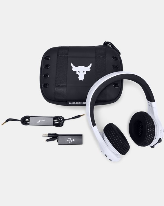 UA Sport Wireless Train — Project Rock Edition Headphones, White, pdpMainDesktop image number 2